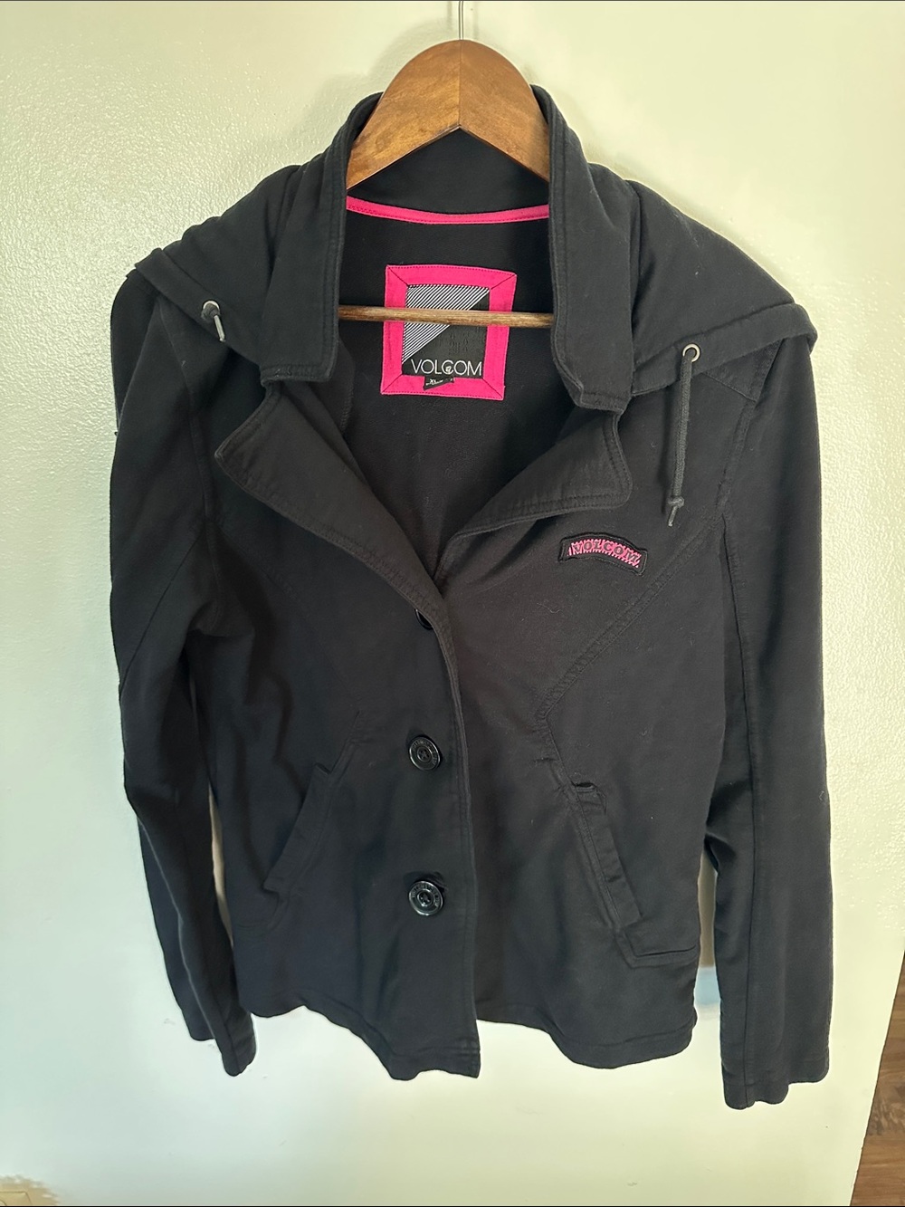 Volcom Black Jacket with Pink Accents